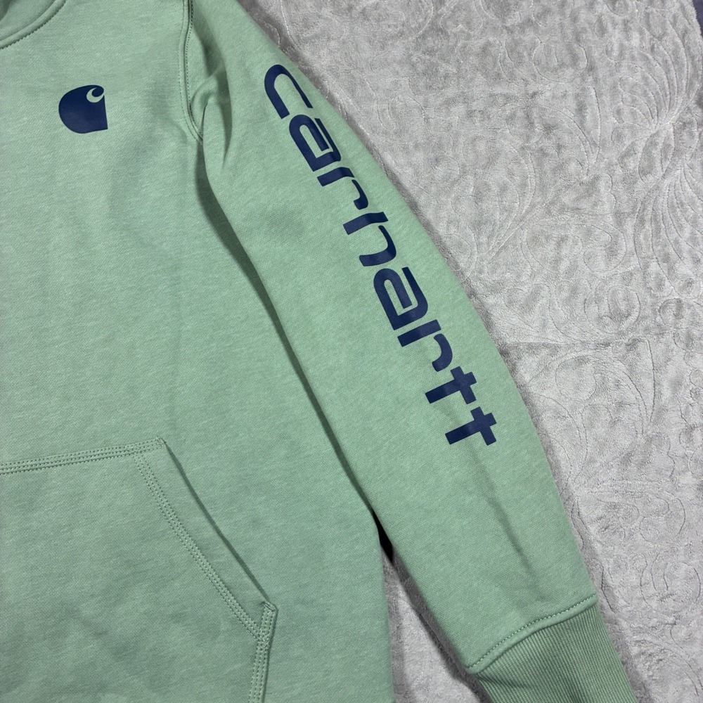 Carhartt Women Hoodie Size L Sage Green Relaxed Fit Montana Patch Workwear - Picture 8 of 10